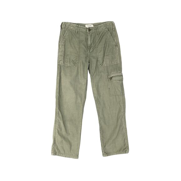 Frame Denim Pants Womens 23 Military Green Service Cropped Cargo Utility Pockets - Picture 1 of 13
